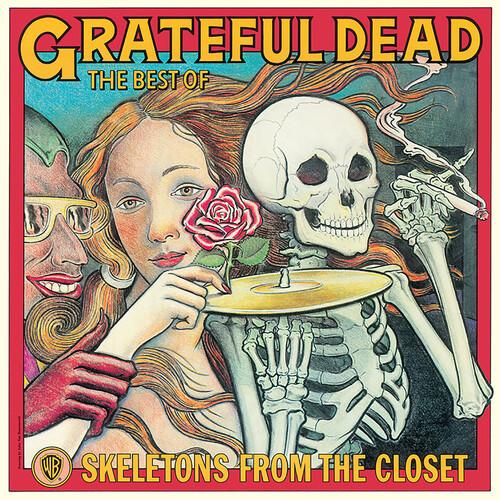 Grateful Dead - Skeletons From The Closet Album cover art for Grateful Dead - Skeletons From The Closet featuring a skeleton, a woman with a rose, and other symbolic imagery.