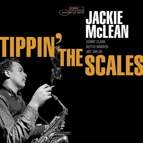 Album cover featuring a saxophonist with text 'Jackie McLean Tippin' the Scales' on a black background.