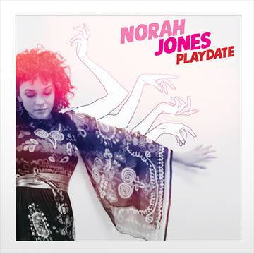 Norah Jones album cover for 'Playdate' featuring an illustration with a female figure in a floral dress.