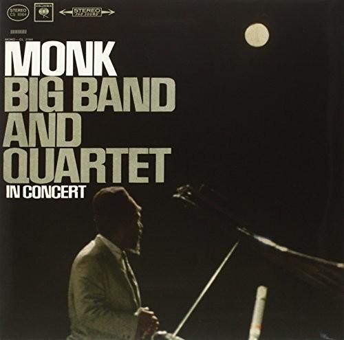 Album cover for 'Monk Big Band and Quartet in Concert' with a silhouette of a person on stage.