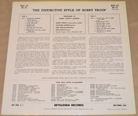 Troup, Bobby - The Distinctive Style Of