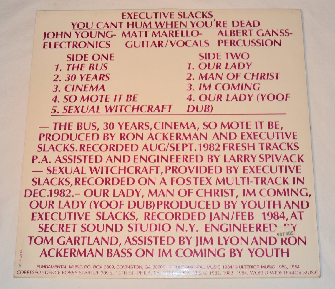Executive Slack - You Can't Hum When You're Dead