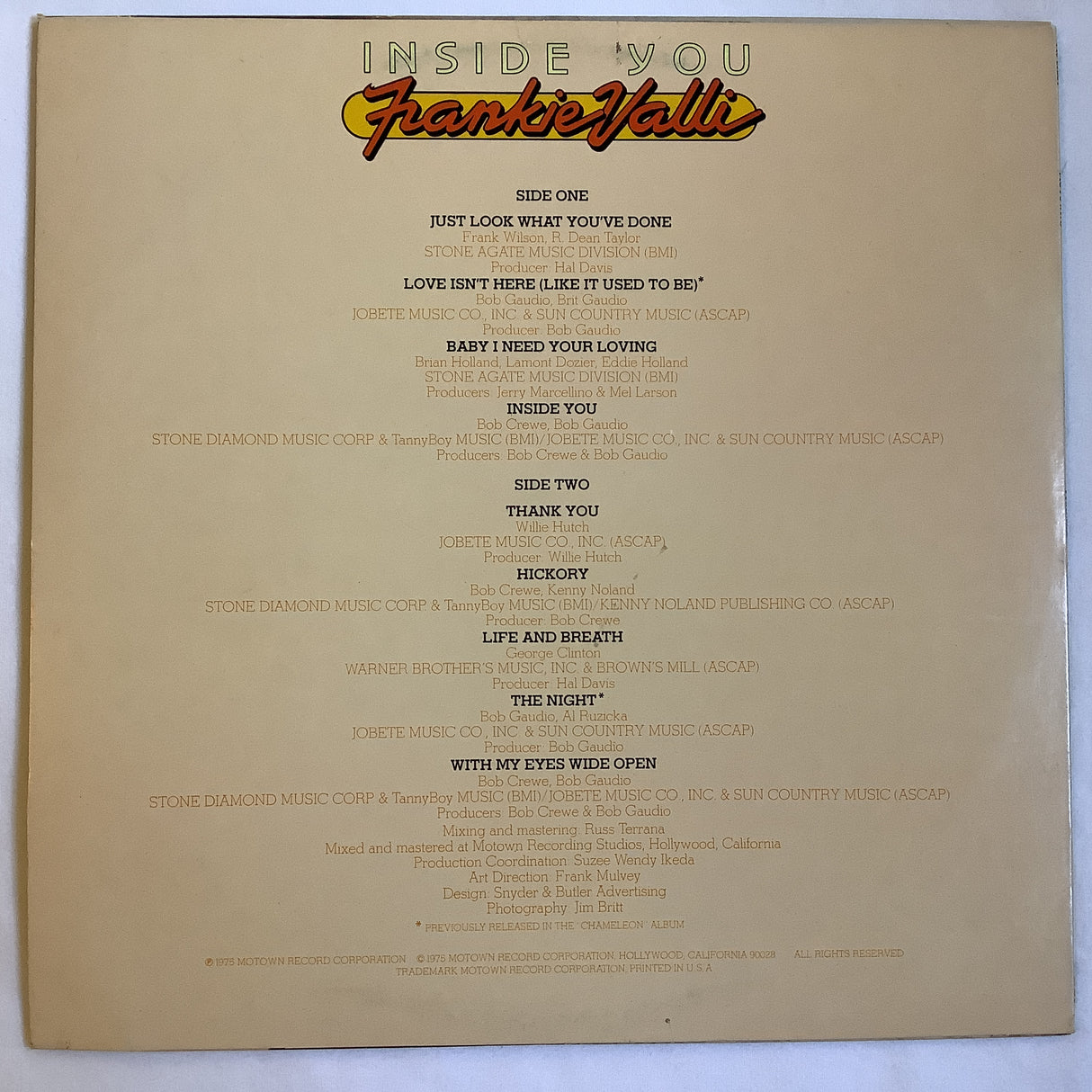 Valli, Frankie - Inside You