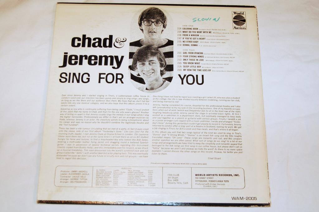 Chad & Jeremy - Sing For You