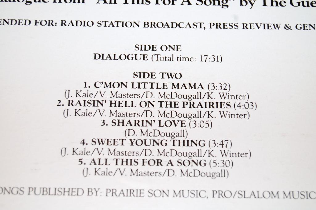 Guess Who, The - Track And Dialog from "All This For A Song"