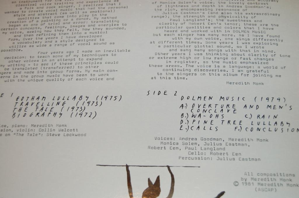 Monk, Meredith - Dolmen Music