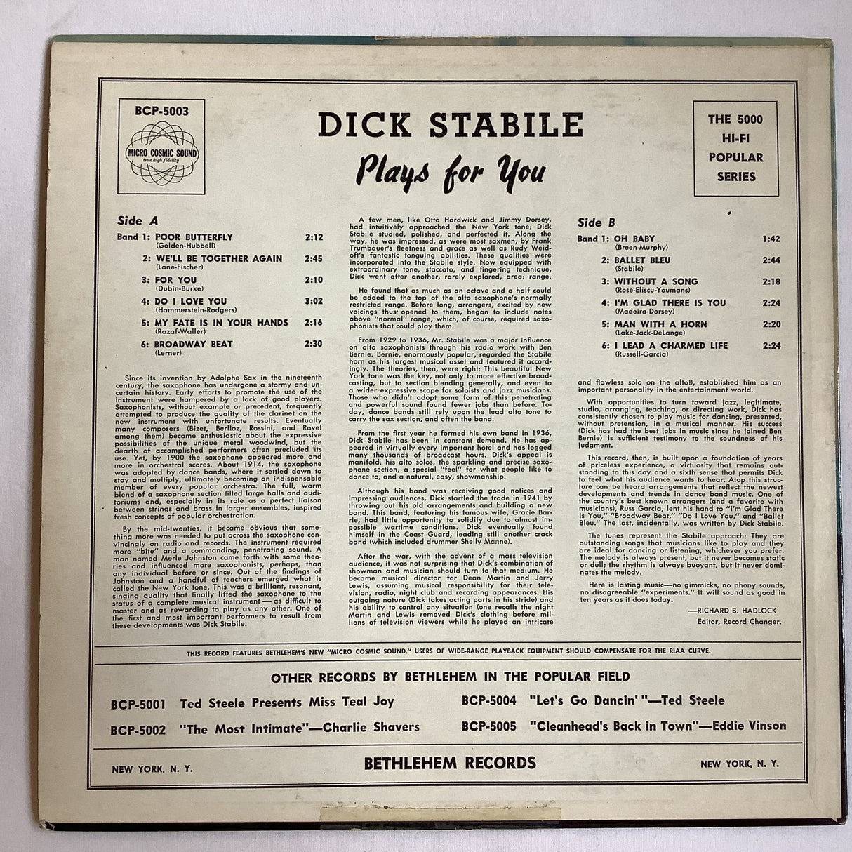 Stabile, Dick - Plays For You