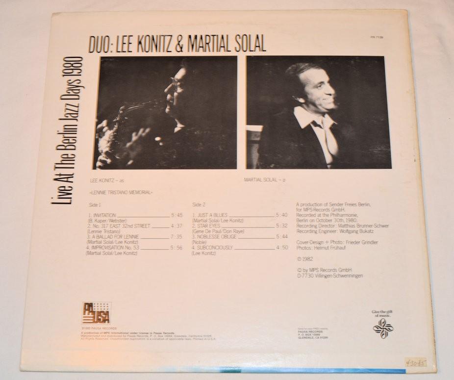 Konitz / Solal - Live At The Berlin Jazz Days 1980