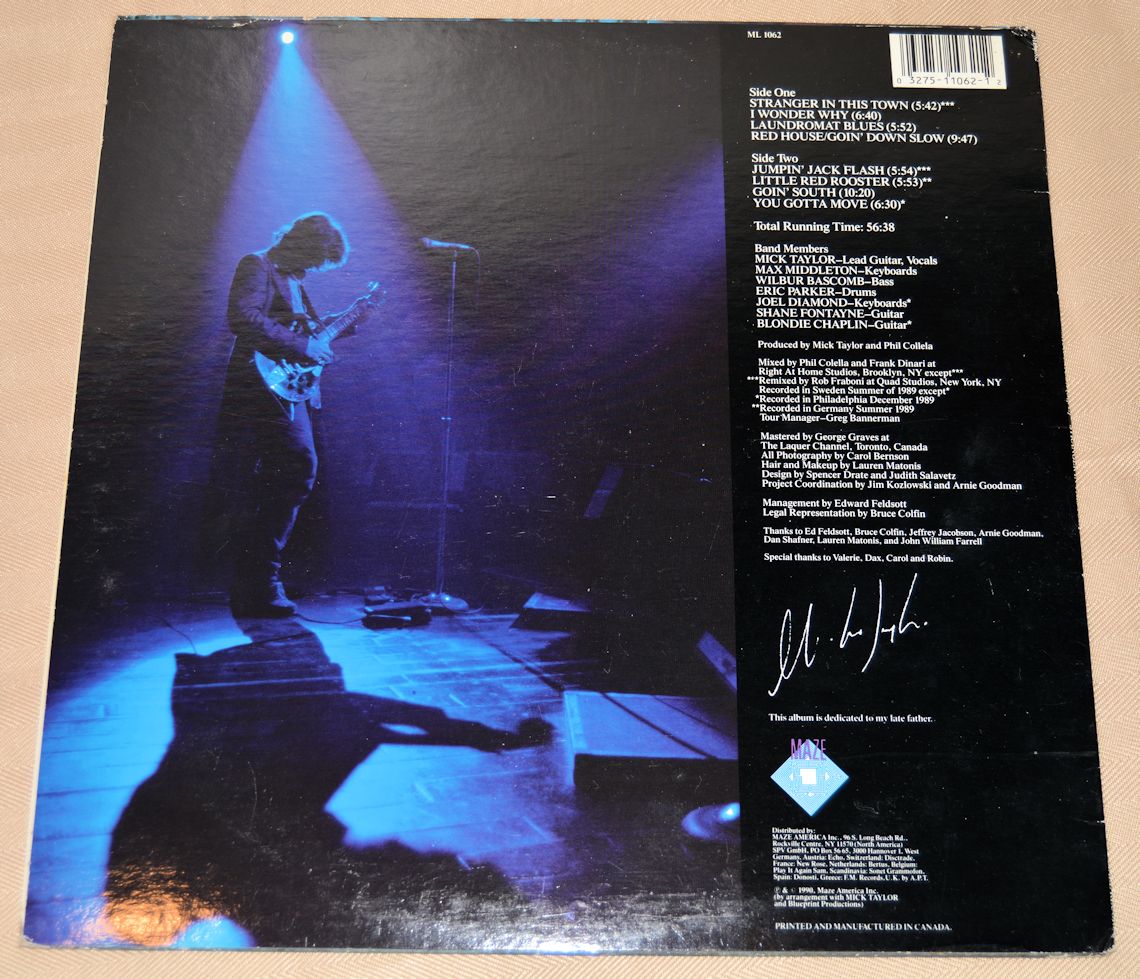 Taylor, Mick - Stranger In This Town, Live