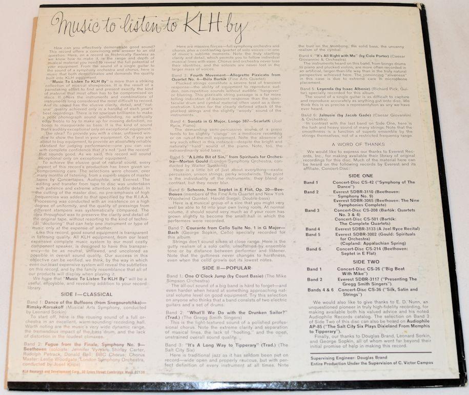 Miscellaneous - Music To Listen To KLH