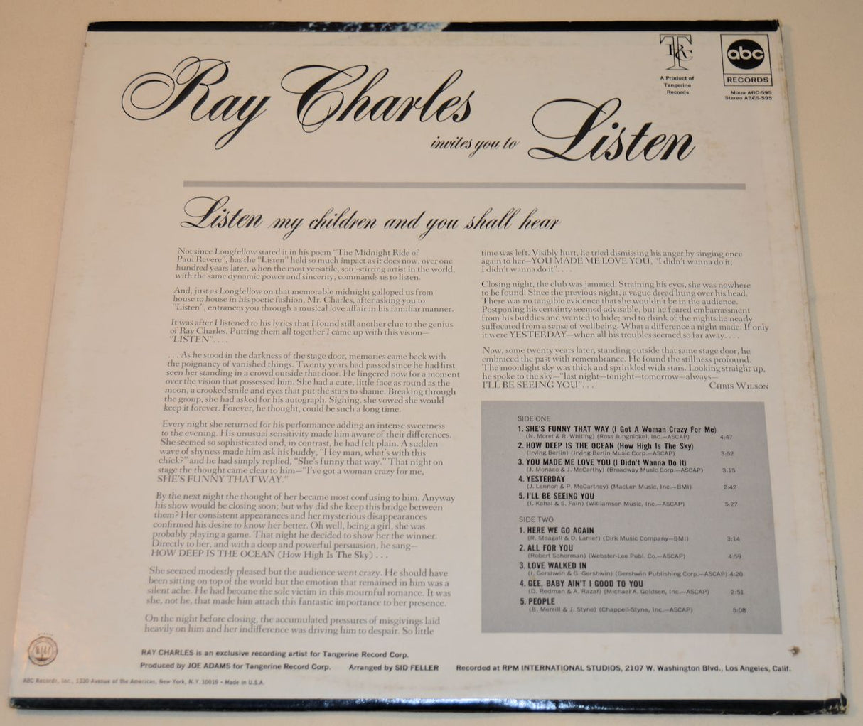 Charles, Ray - Invites You To Listen