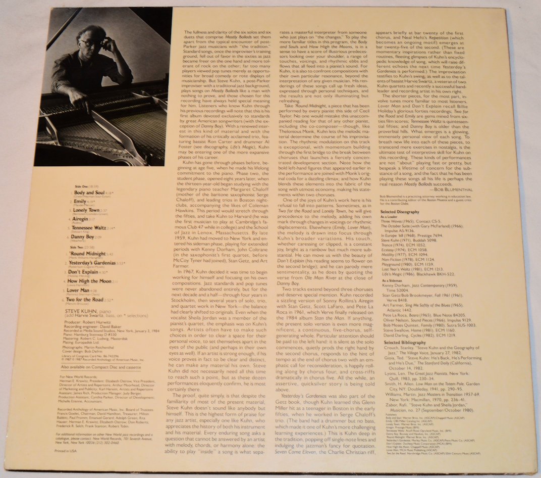 Kuhn, Steve - Mostly Ballads