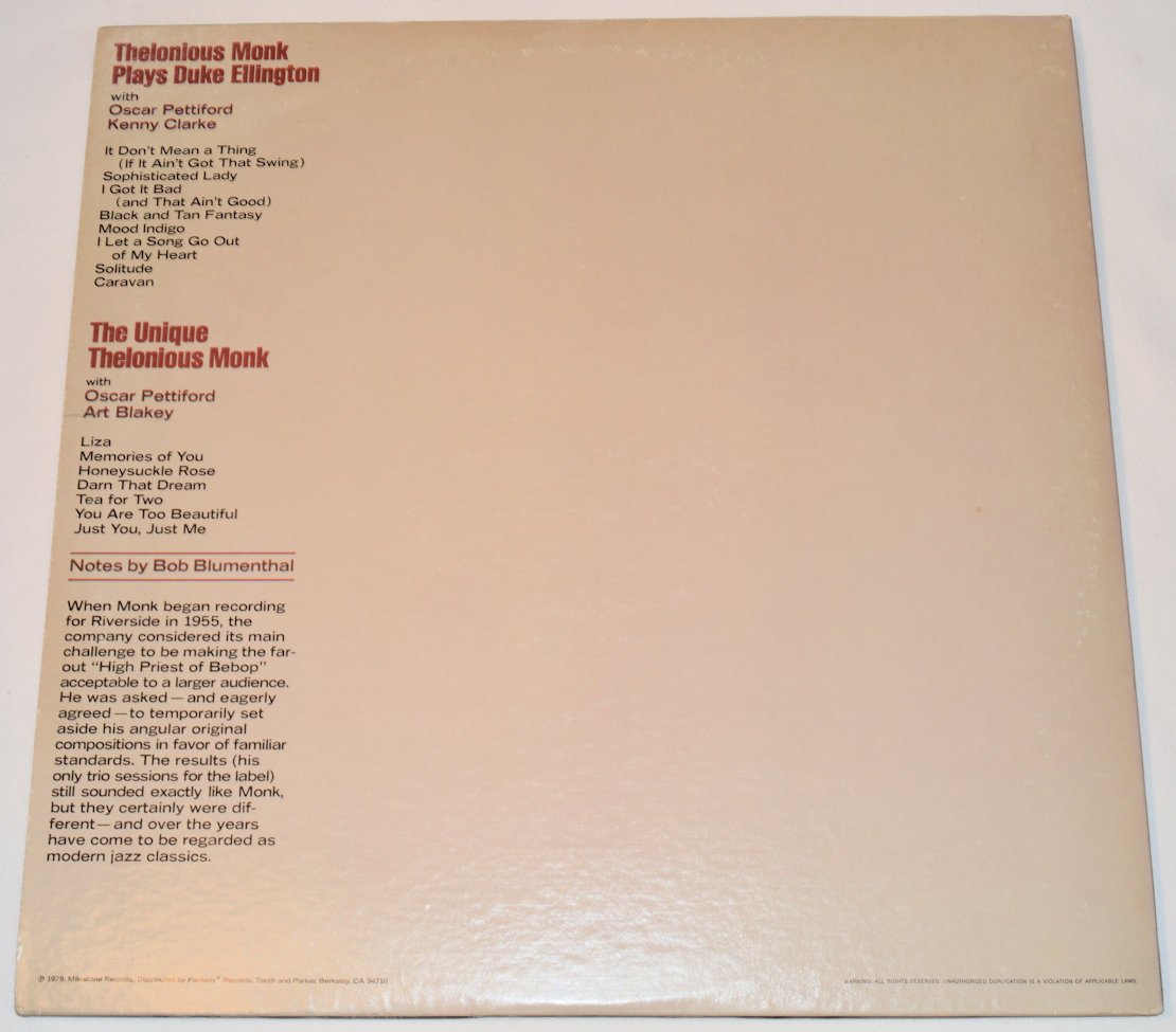 Monk, Thelonious - The Riverside Trios