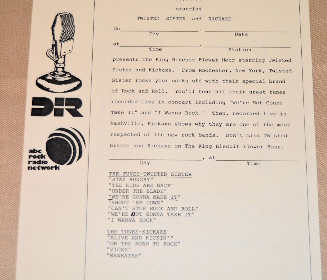 Twisted Sister / Kickaxe - King Biscuit 10/14/84