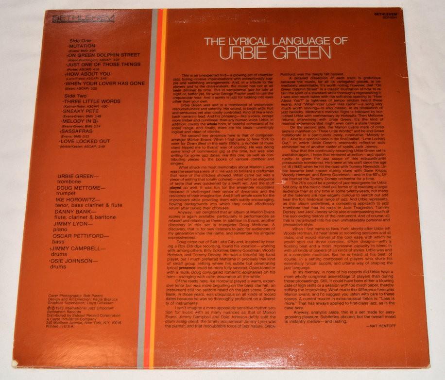 Green, Urbie - Lyrical Language Of