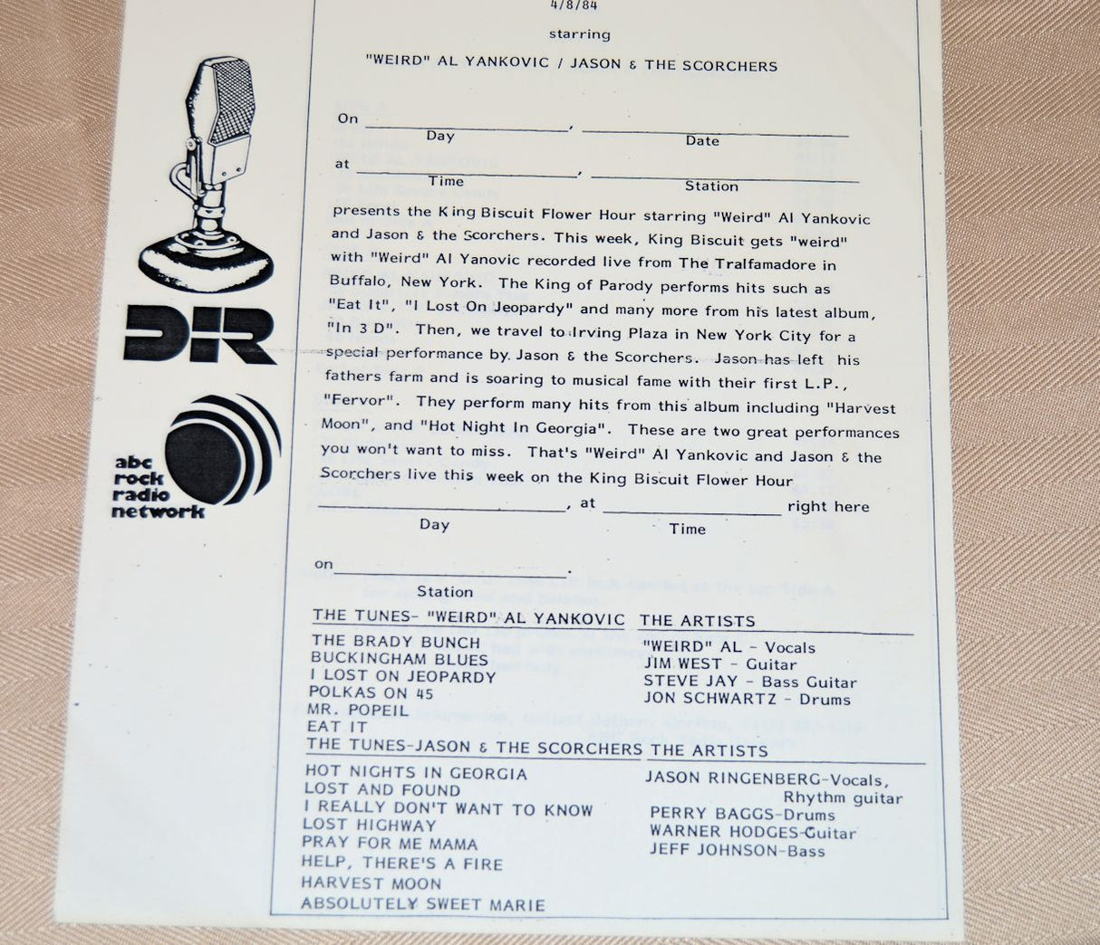 Weird Al/Jason & Scorchers - King Biscuit 4/8/84