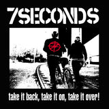 Album cover with two people on a bike, text '7SECONDS' and 'take it back, take it on, take it over!'