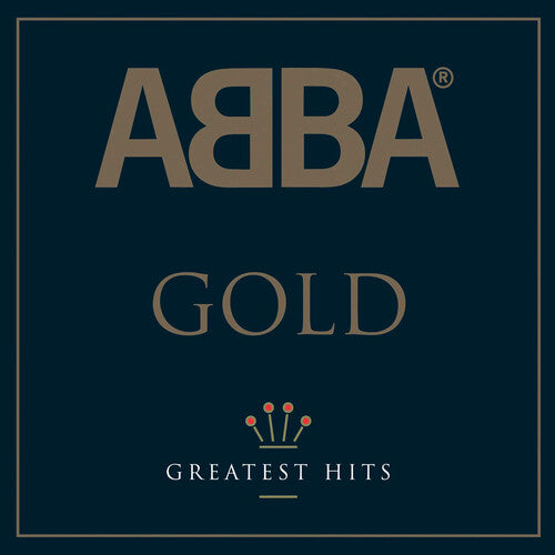 Front cover of ABBA Gold Greatest Hits album with classic logo and crown