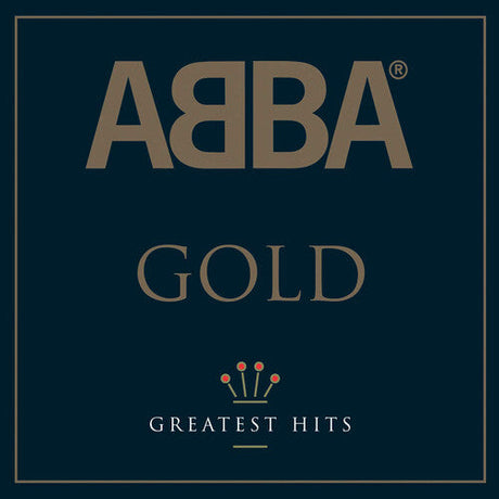 Front cover of ABBA Gold Greatest Hits album with classic logo and crown