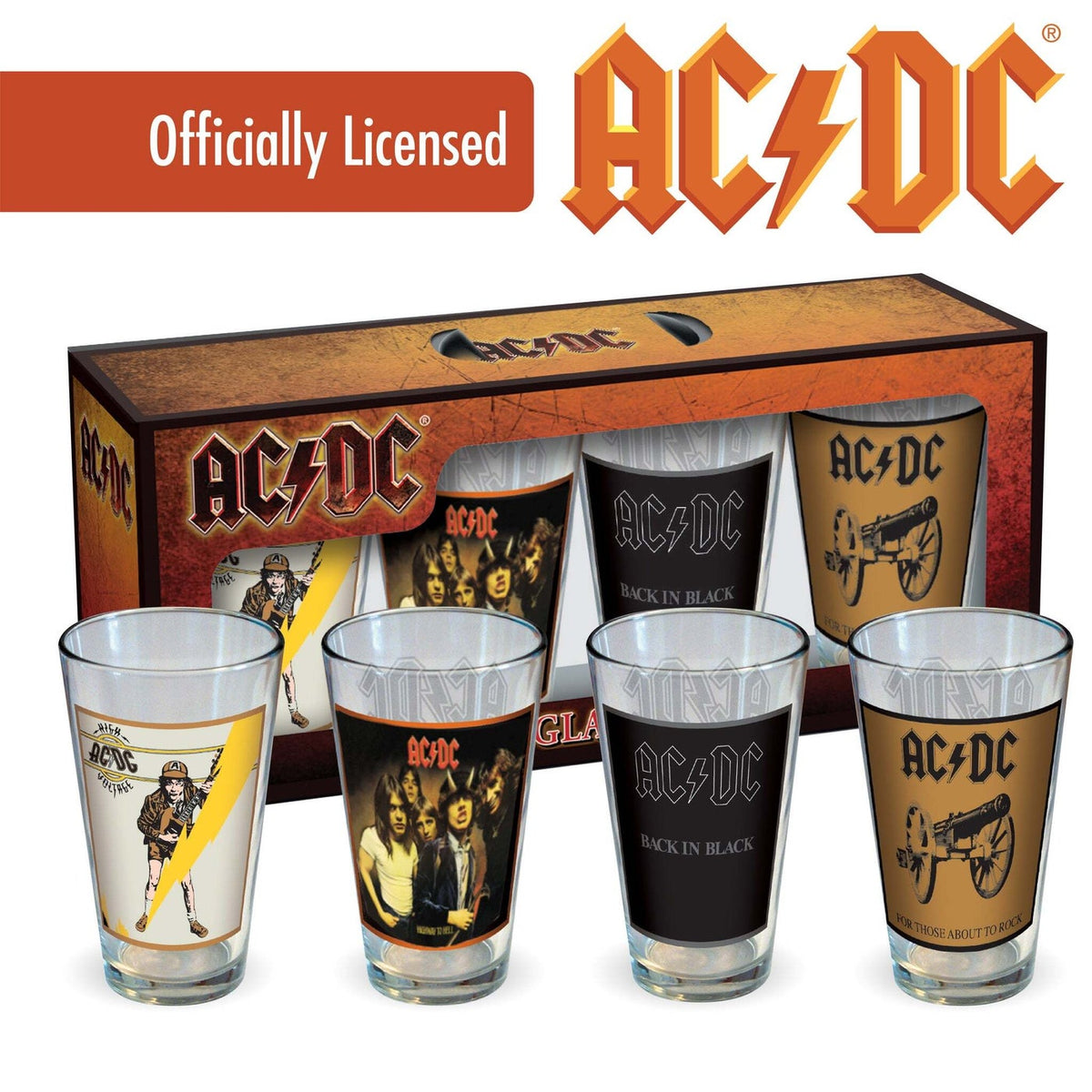 AC/DC - Pint Glass 4-pack – Joe's Albums