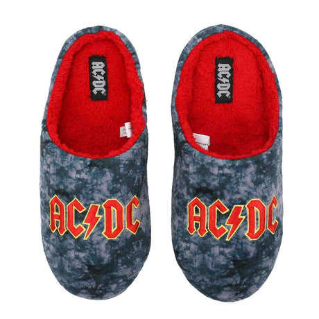 Heathered grey slippers with red AC/DC logo