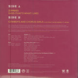 Album back cover with track listing on a maroon background