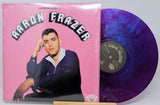 Front cover of Aaron Frazer Introducing... vinyl LP with purple swirl record and retro pink artwork