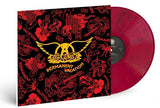 Vinyl record with red cover featuring 'Aerosmith' logo and design