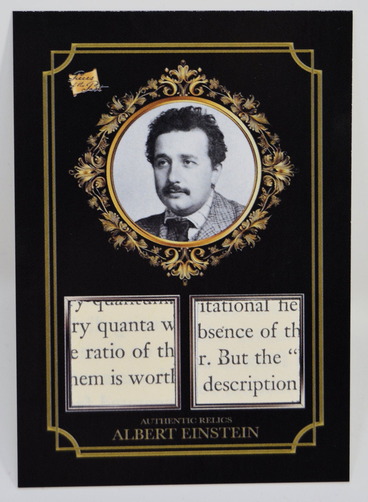 Albert Einstein relic card with portrait and authentic document fragments