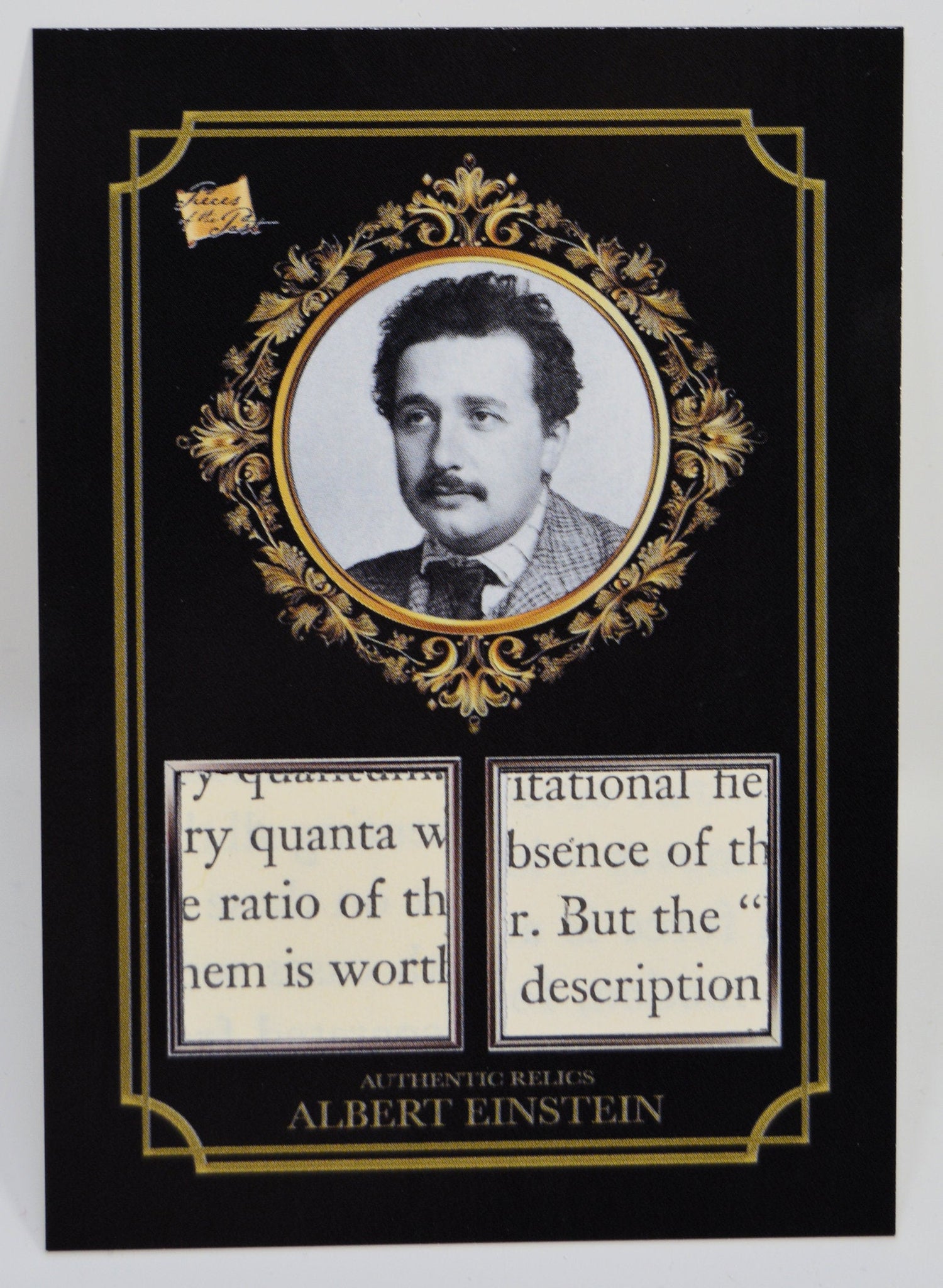 Albert Einstein relic card with portrait and authentic document fragments