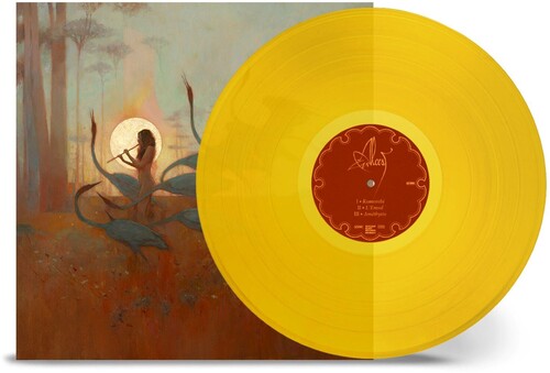 A vinyl record titled 'Alcest - Les Chants De L'Aurore' with a yellow label and an artistic forest and moon cover art.