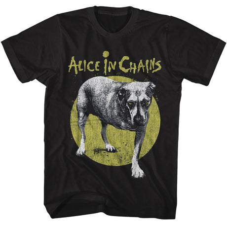 Black t-shirt with a graphic of a dog and 'Alice in Chains' text on a white background