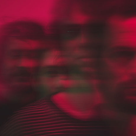 Blurred image of the band 'All Them Witches' with red and black tones for the vinyl record cover titled 'House of Mirrors'.