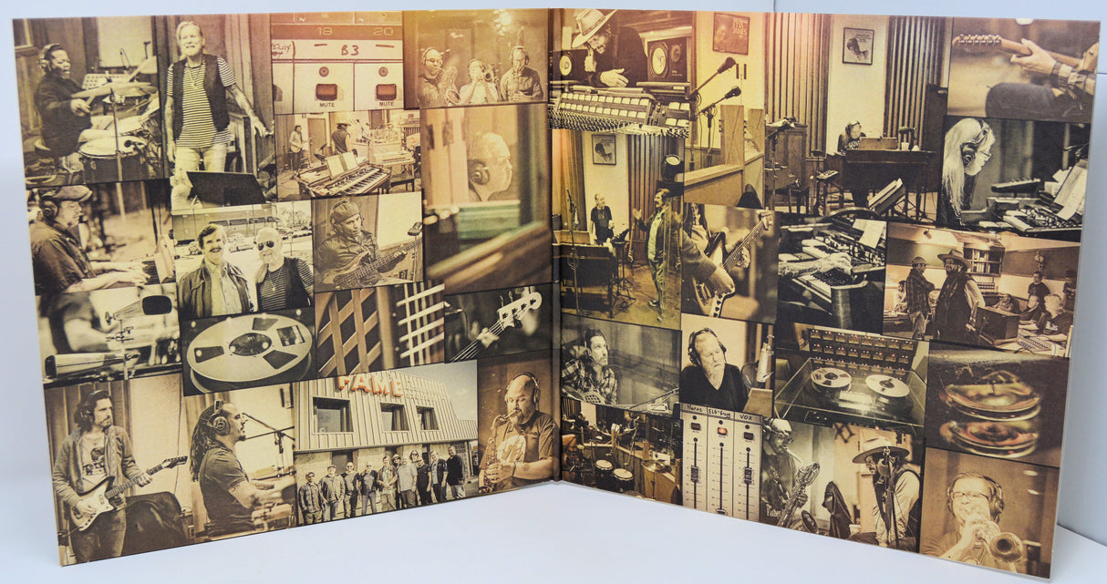 Collage of vintage-style photographs on a book or album cover.