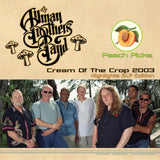 Album cover for 'Cream of the Crop 2003' by The Allman Brothers Band with band members and peach logo.