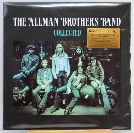 The Allman Brothers Band 'Collected' vinyl record album cover, sealed in shrink wrap with a gold 'Music On Vinyl' sticker on the right, photographed against a light background.
