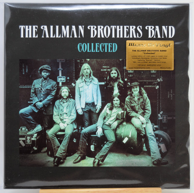 The Allman Brothers Band 'Collected' vinyl record album cover, sealed in shrink wrap with a gold 'Music On Vinyl' sticker on the right, photographed against a light background.