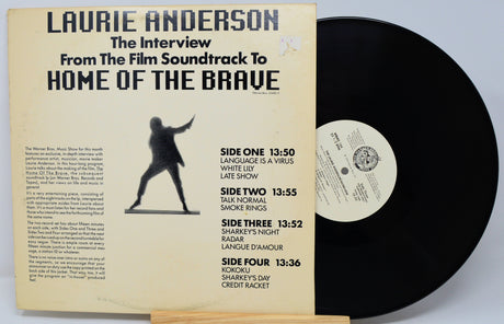 Vinyl record with cover featuring Laurie Anderson's 'The Interview' from 'Home of the Brave'.