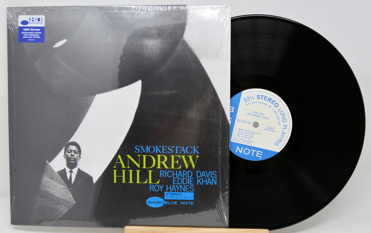 Front cover and vinyl record of Andrew Hill's Smokestack Blue Note 180g reissue with album artwork