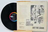 Back cover and vinyl record of Andy Griffith's 'Just For Laughs' LP featuring sketched illustrations and track listings