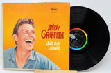 Front cover of Andy Griffith's 'Just For Laughs' LP with vibrant orange background and Andy Griffith laughing