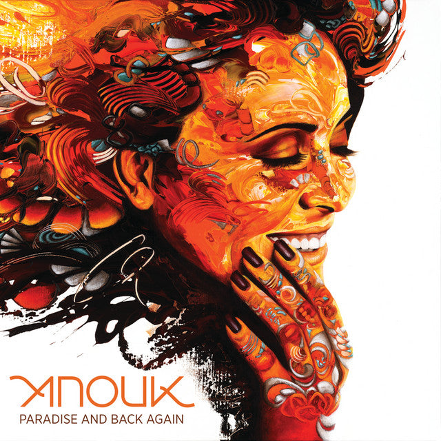 Album cover with stylized face and colorful design, featuring the text 'Xinouik Paradise and Back Again'.
