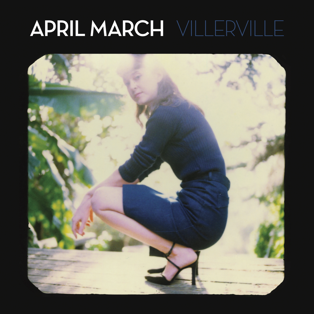 Album cover with a woman sitting outdoors, featuring the text 'April March Villerville'.
