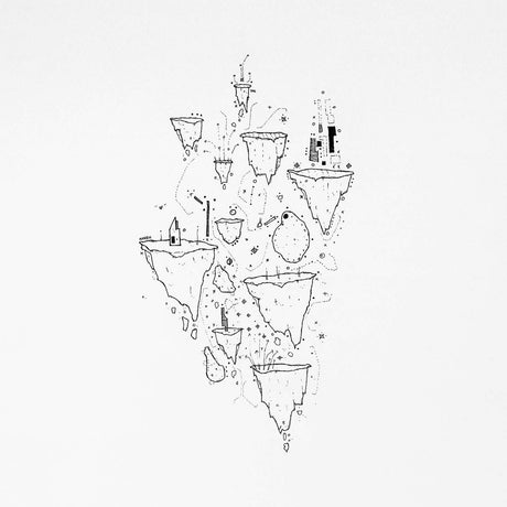 Black and white abstract design on a white background