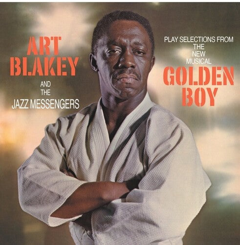 Art Blakey in a martial arts uniform on the cover of the Golden Boy album by The Jazz Messengers