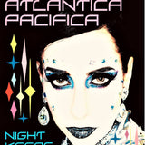 Album cover with stylized face, colorful geometric shapes, and text 'Atlantica Pacifica Night'.