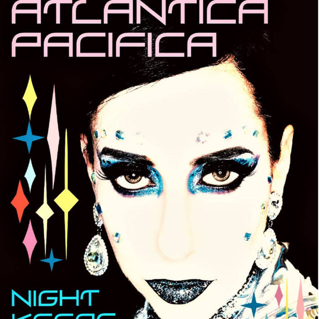 Album cover with stylized face, colorful geometric shapes, and text 'Atlantica Pacifica Night'.