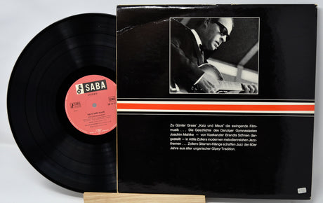 Back cover and vinyl record of Attila Zoller Katz und Maus LP featuring artist photo and liner notes