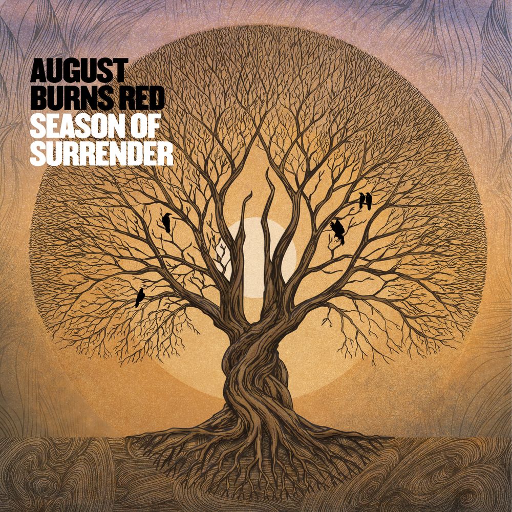 Album cover for 'Season of Surrender' by August Burns Red featuring a tree and birds.