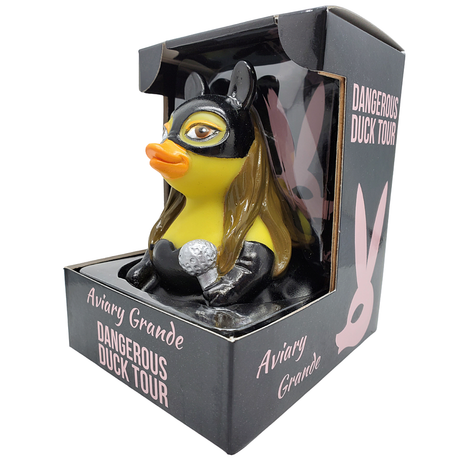 Rubber duck with Aviary Grande Dangerous Duck Tour packaging